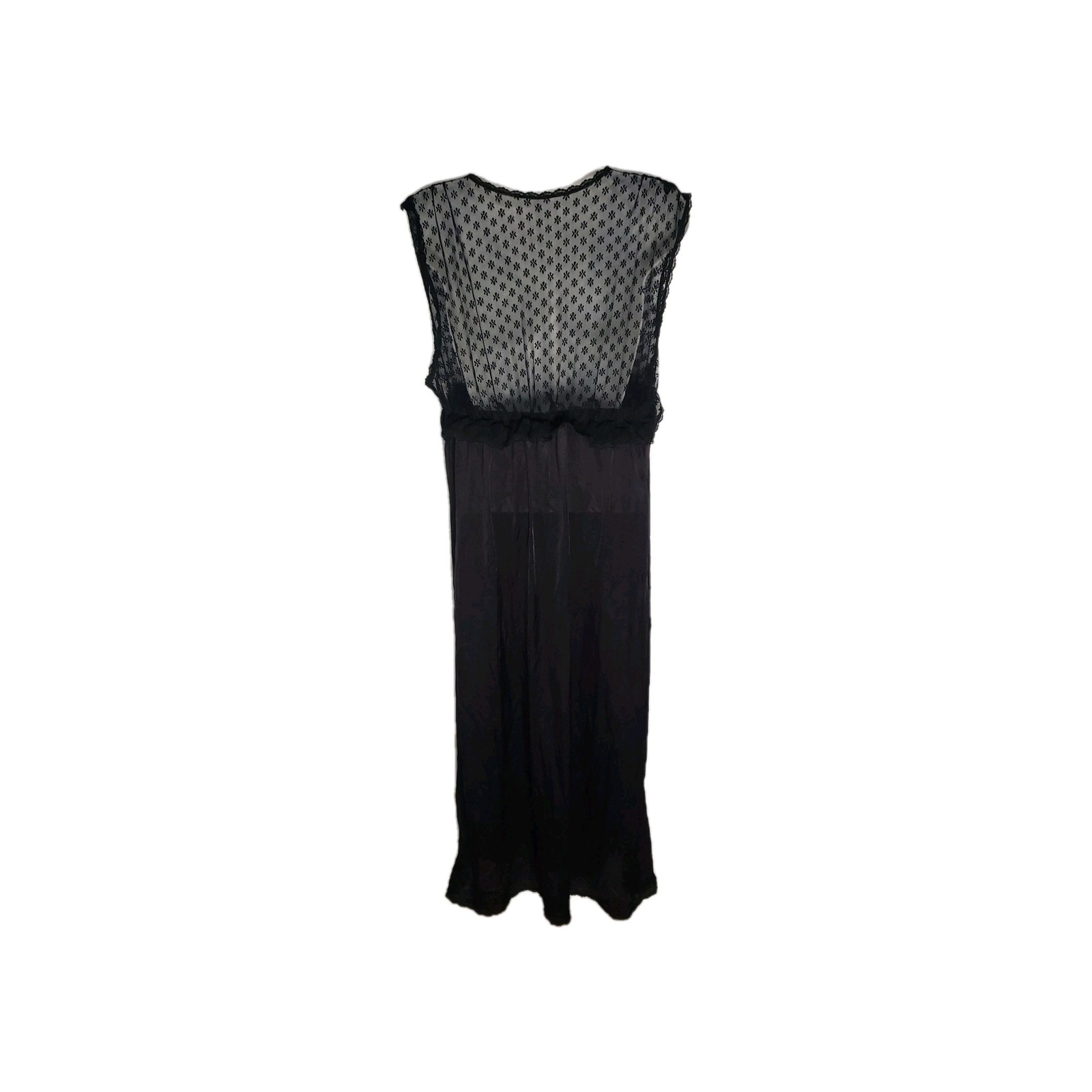 VTG Nightgown Goth LingerieLong Spotlight Lace Mid Century Size L Made USA