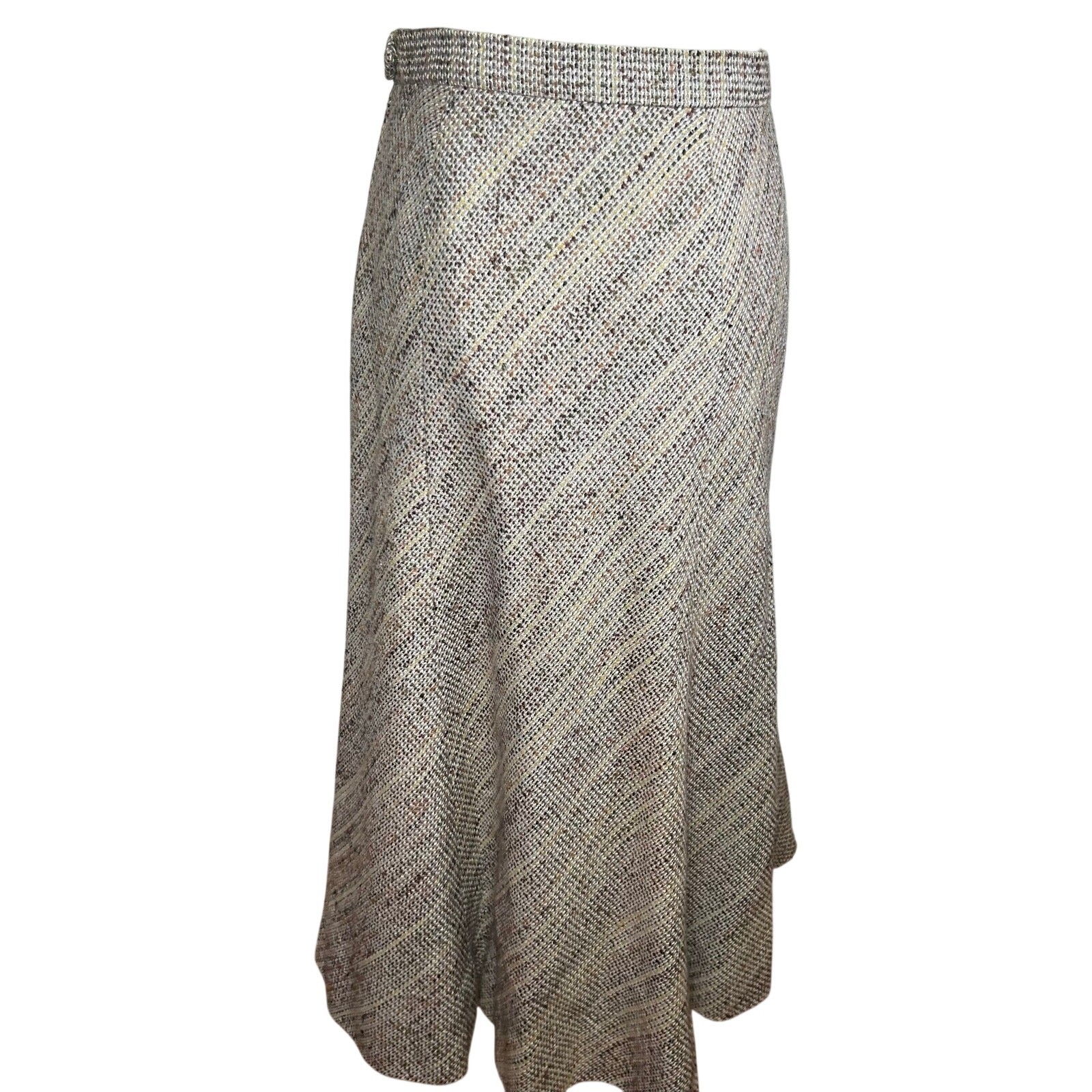 VTG 60s Bespoke S Wool Midi Skirt Retro Mod Dark Academia Twee Preppy Minimalist