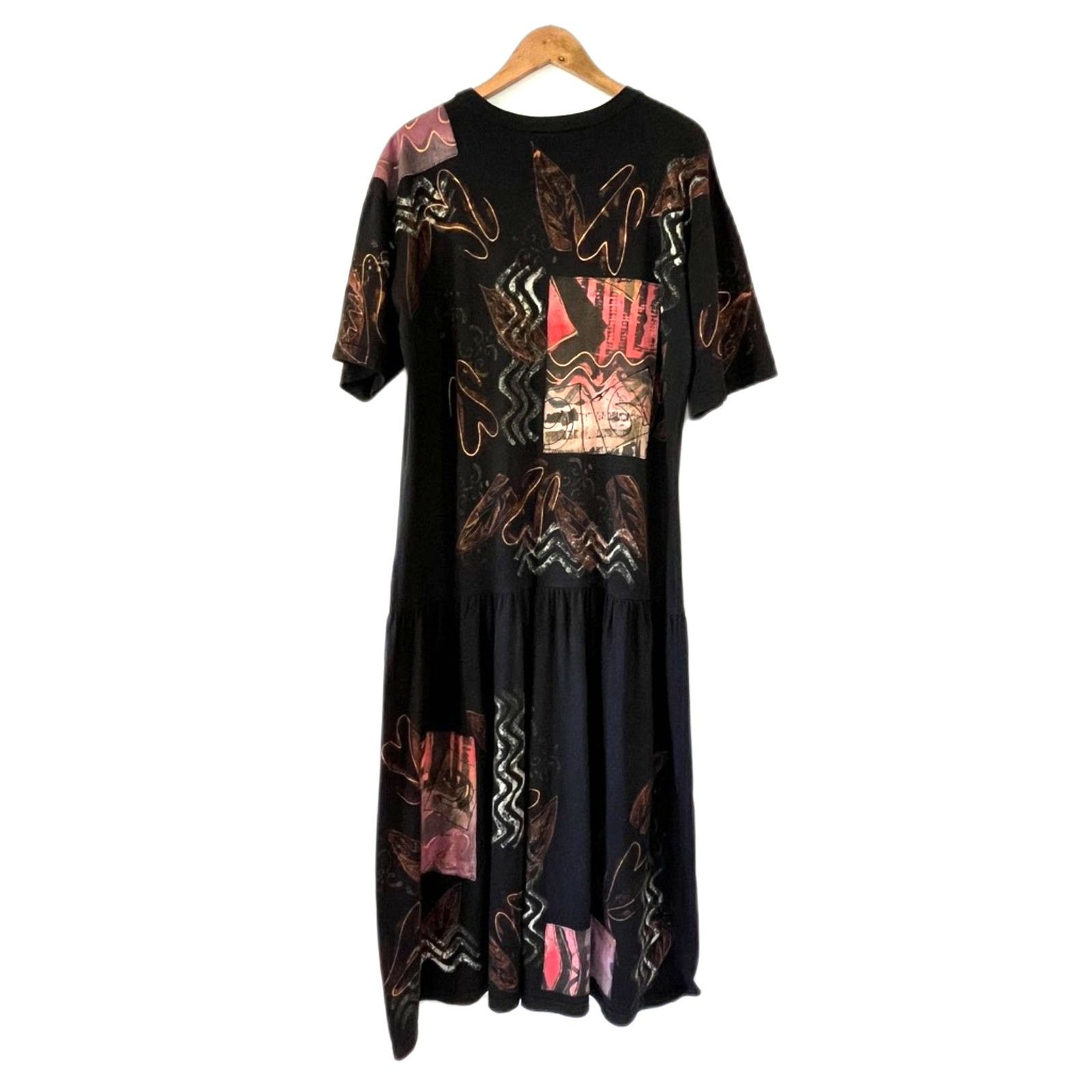 V.C. Torias Vintage Art to Wear 1996 Maxi Dress T-Shirt O/S Black