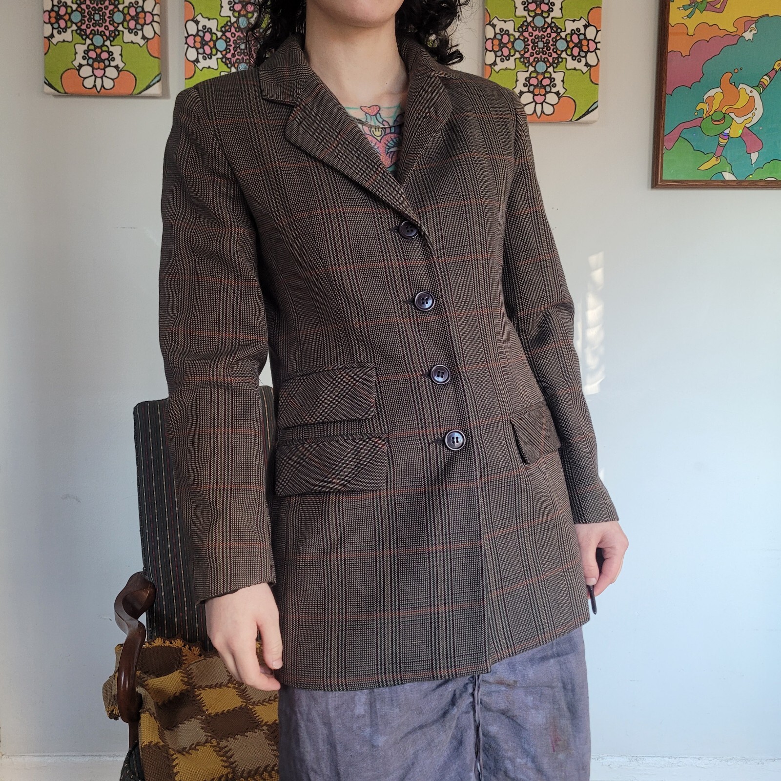 Vintage 70s Bridgetown Collection Russian Made Brown/orange Wool Blazer 8
