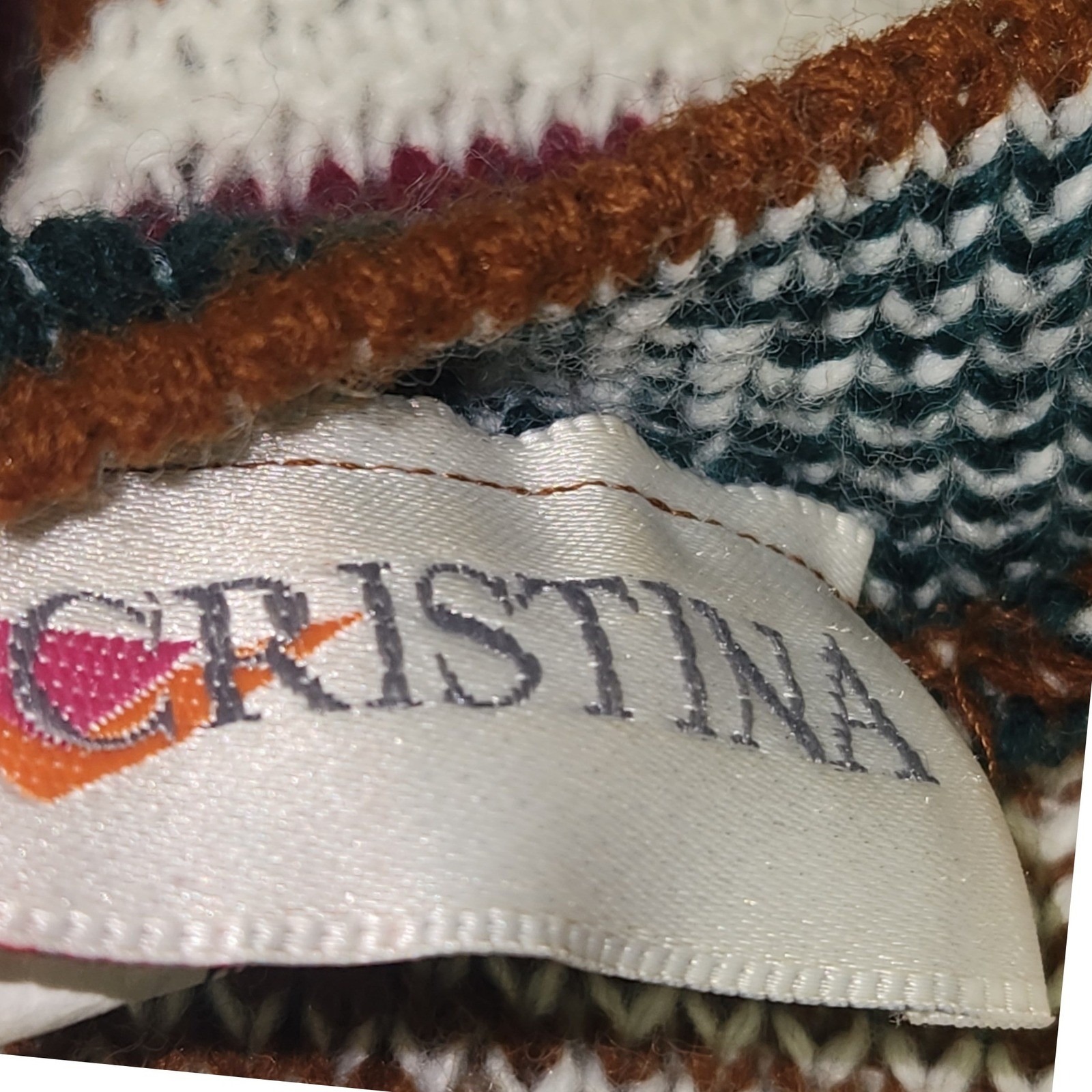 Vintage Cristina Grandpa Sweater Womens Oversized Geometric Knit USA L XL