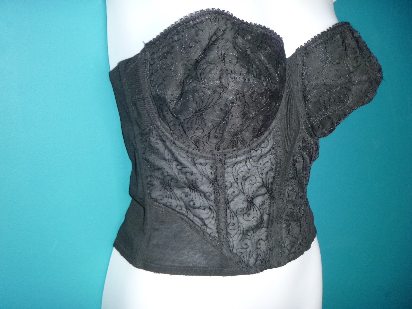 Vtg 50s 60s Playtex Living Longline Strapless Bra Black Sz 34C