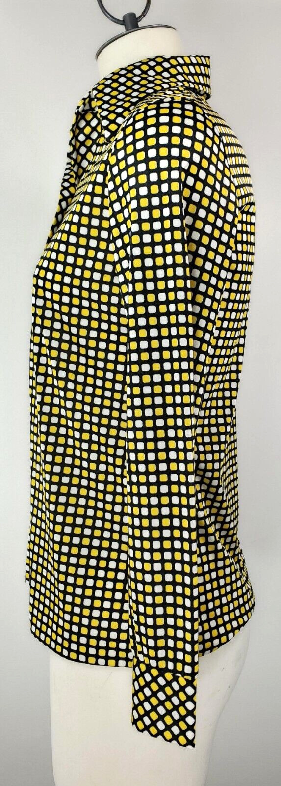 Vintage Alex Colman Top – Size 10 – Black, Yellow, & White Print