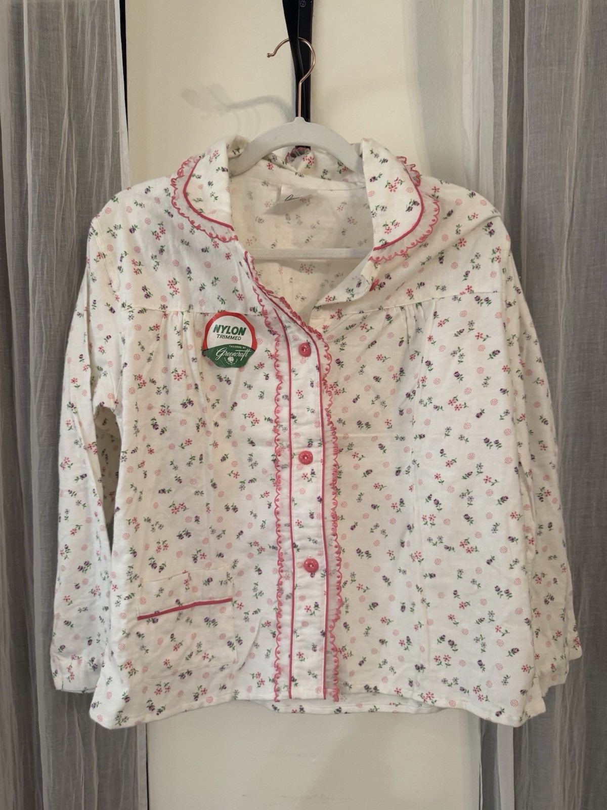 Vintage Greencraft Nylon Trimmed Pajama Top Sz 36
