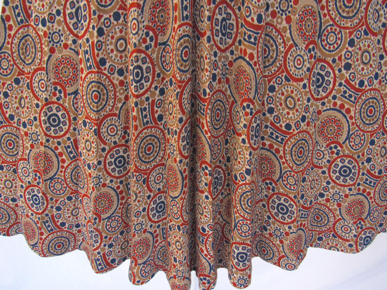 VITAGE 1960s MOD RT JRS. COTTON WOOL SKIRT CREAM BLUE COGNAC BRONXE TAN