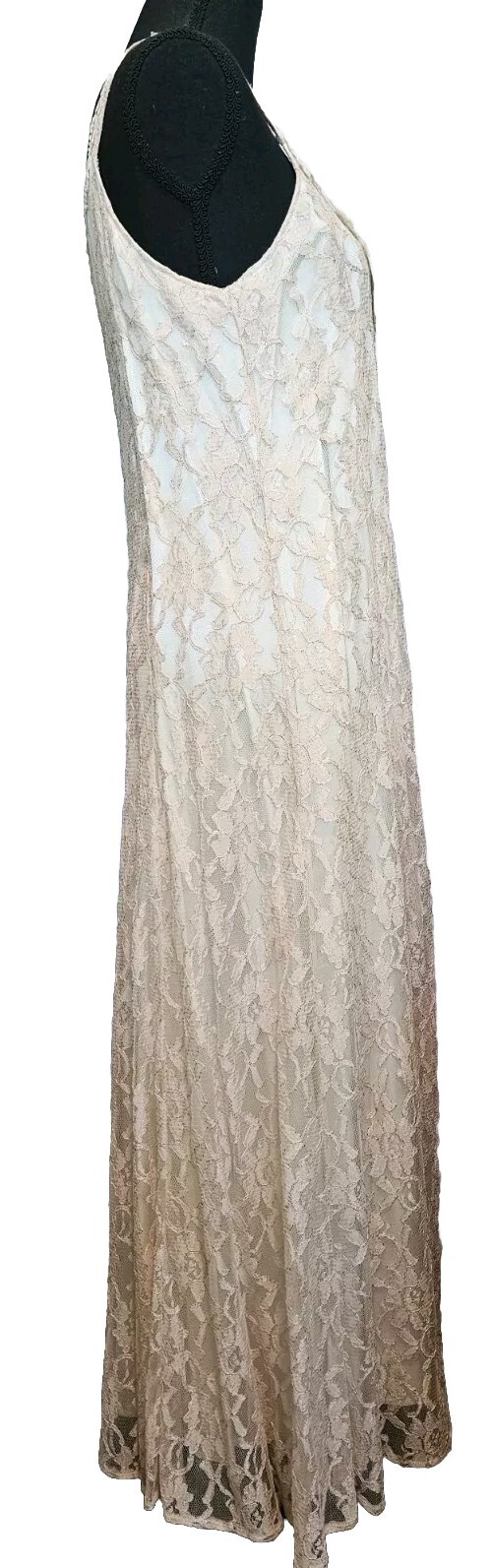 Margot Lea Peach Lace Dress And Bolero Jacket Satin Lining Size Medium Vintage