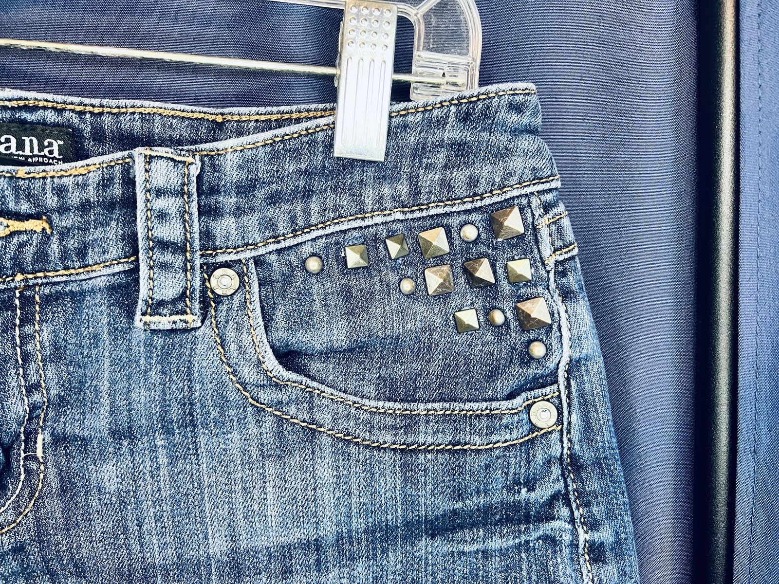 A.N.A A New Approach Womens Denim Shorts Studded Distressed Raw Hem