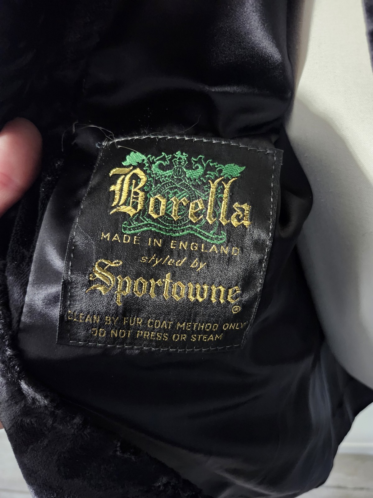 STUNNING VTG 50s Velvet Fur Double Breasted Coat ENGLAND Borella Sportowne M/L