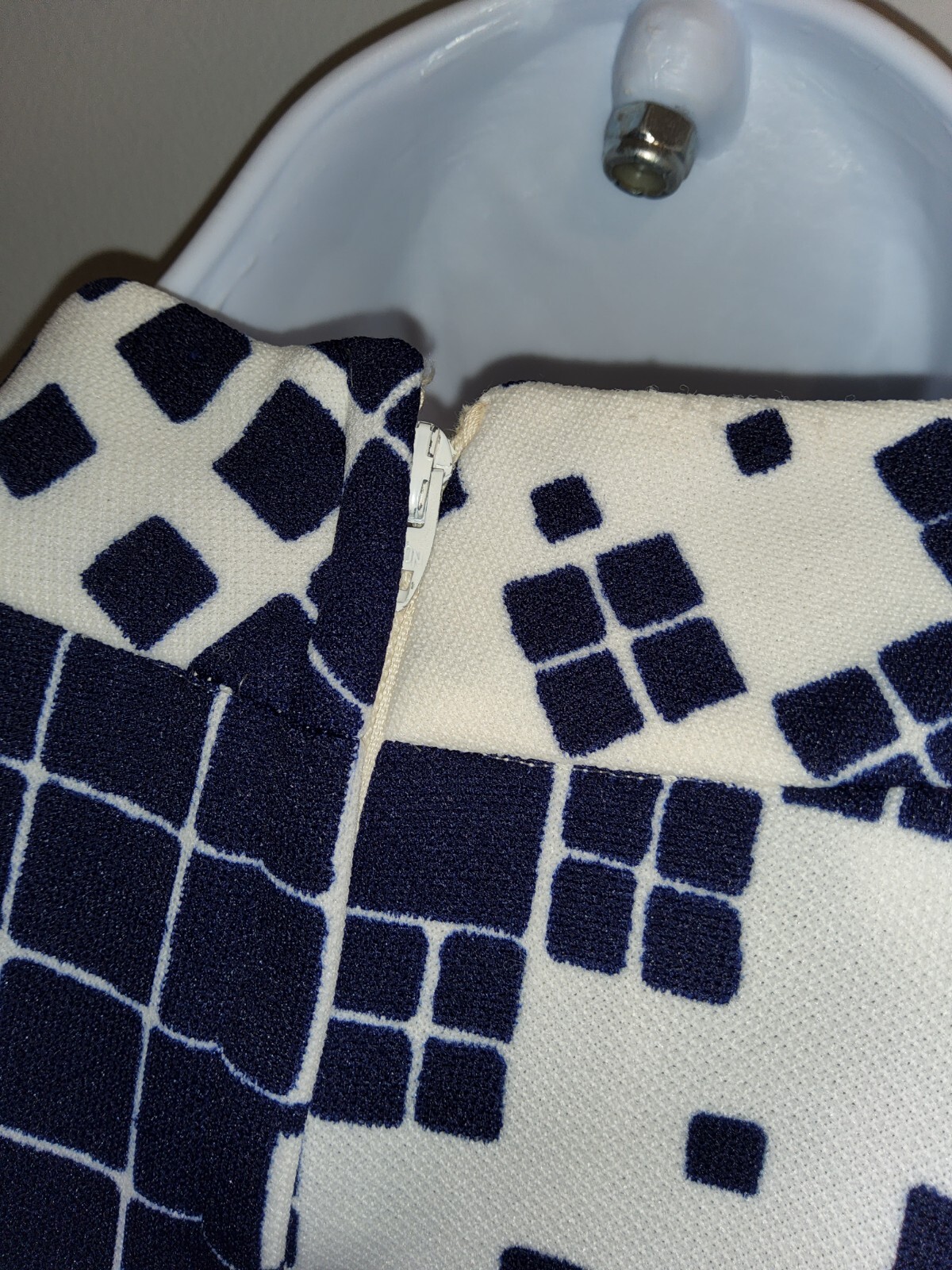 Vintage 1960s Bleeker Street Keyhole Dress Blue White