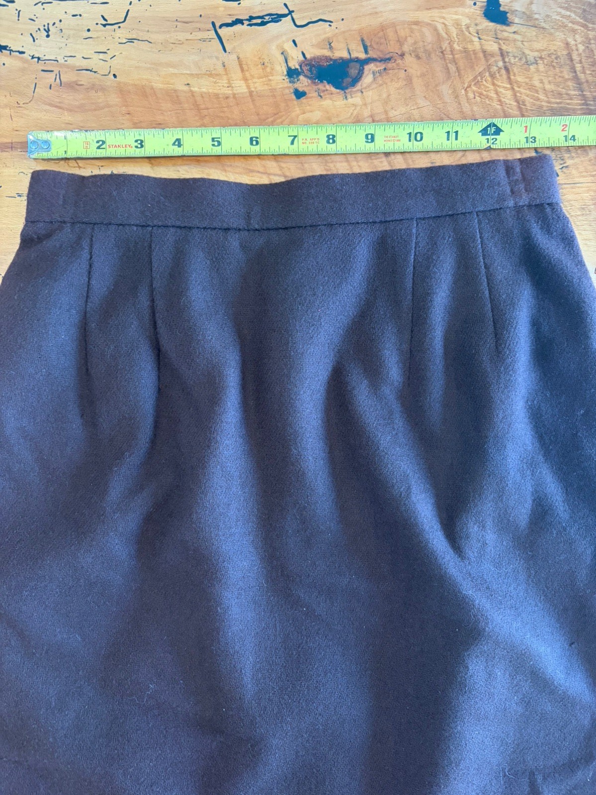 Vintage COLLEGE TOWN Women’s Navy 100% Wool A-Line Midi Skirt