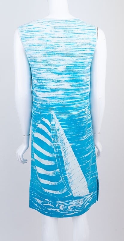 1960s Sailboat Bold Print Shift Amazing Mod Resort Wear Gem
