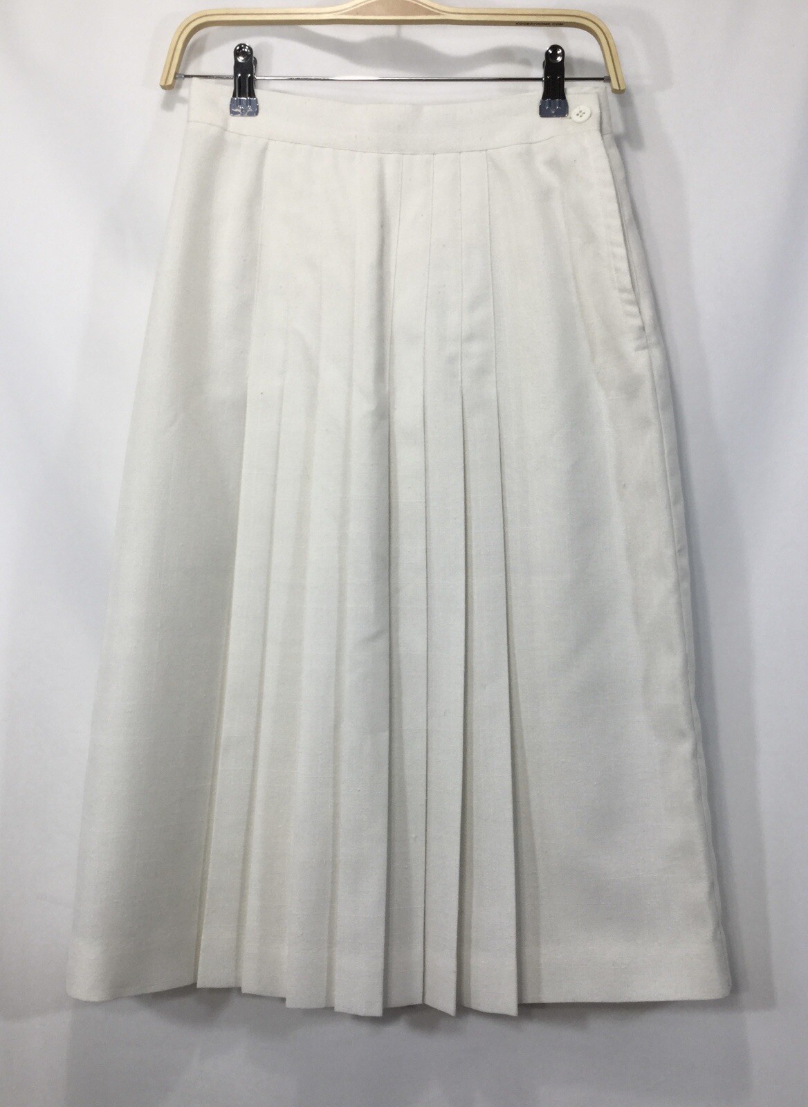 VINTAGE Pleated White Ivory Women’s Knee Length Skirt Sz 27 Counterparts (217)