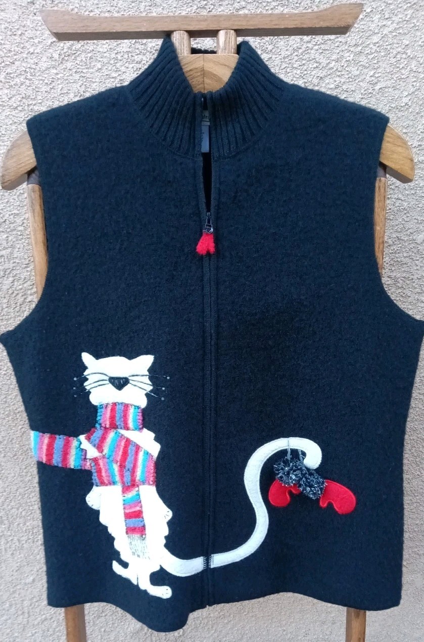 100% Wool Vest Coldwater Creek Size Large Black 🐑🐏 Nice!😻