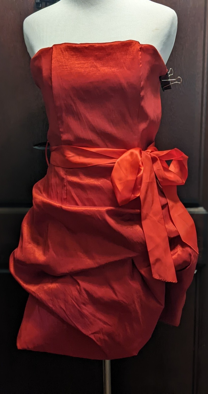 Vintage 80s Let’s Fashion Red Strapless Asymmetrical Party Prom HOCO Dress Sz XS
