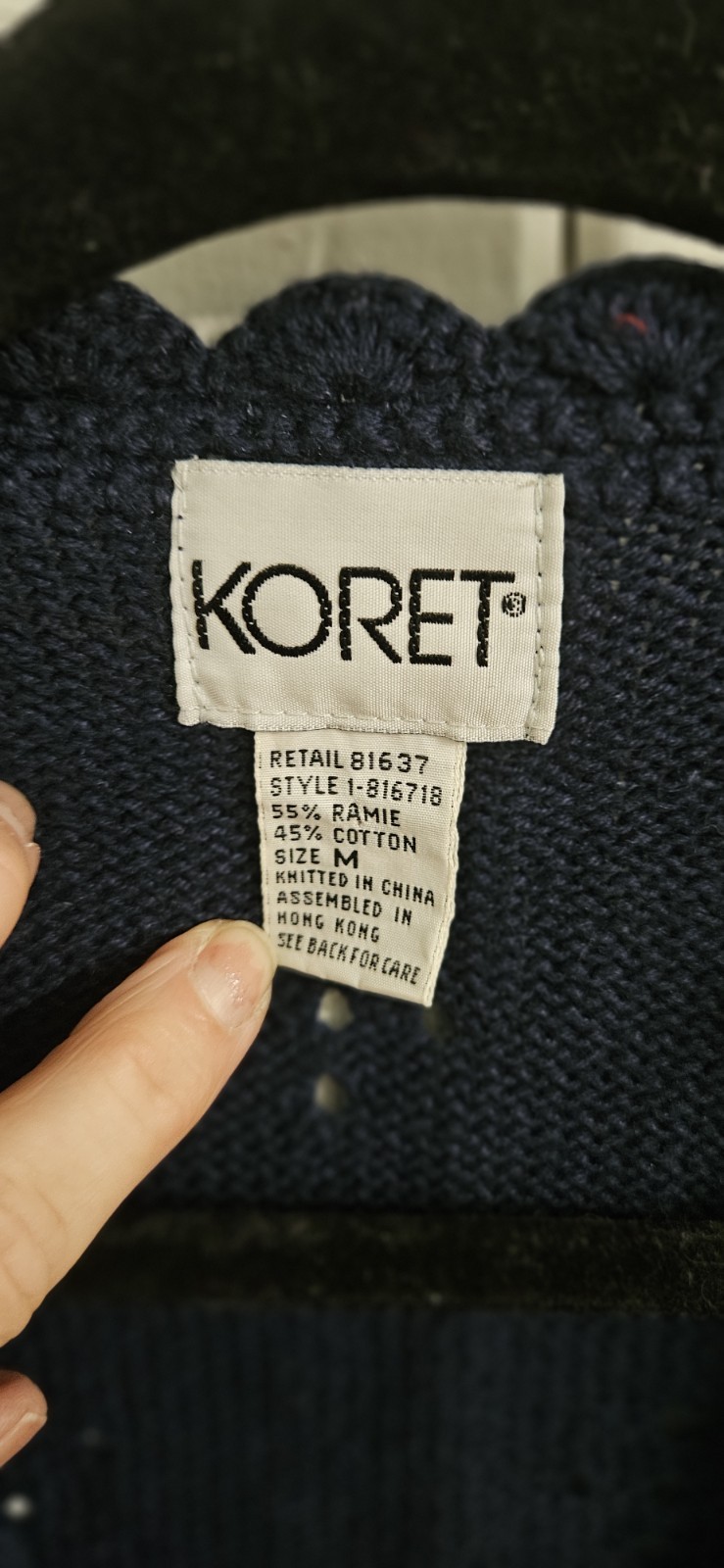 VTG Koret Navy Blue Floral Embroidered Vest Cotton Ramie Stars Nautical US Sz M