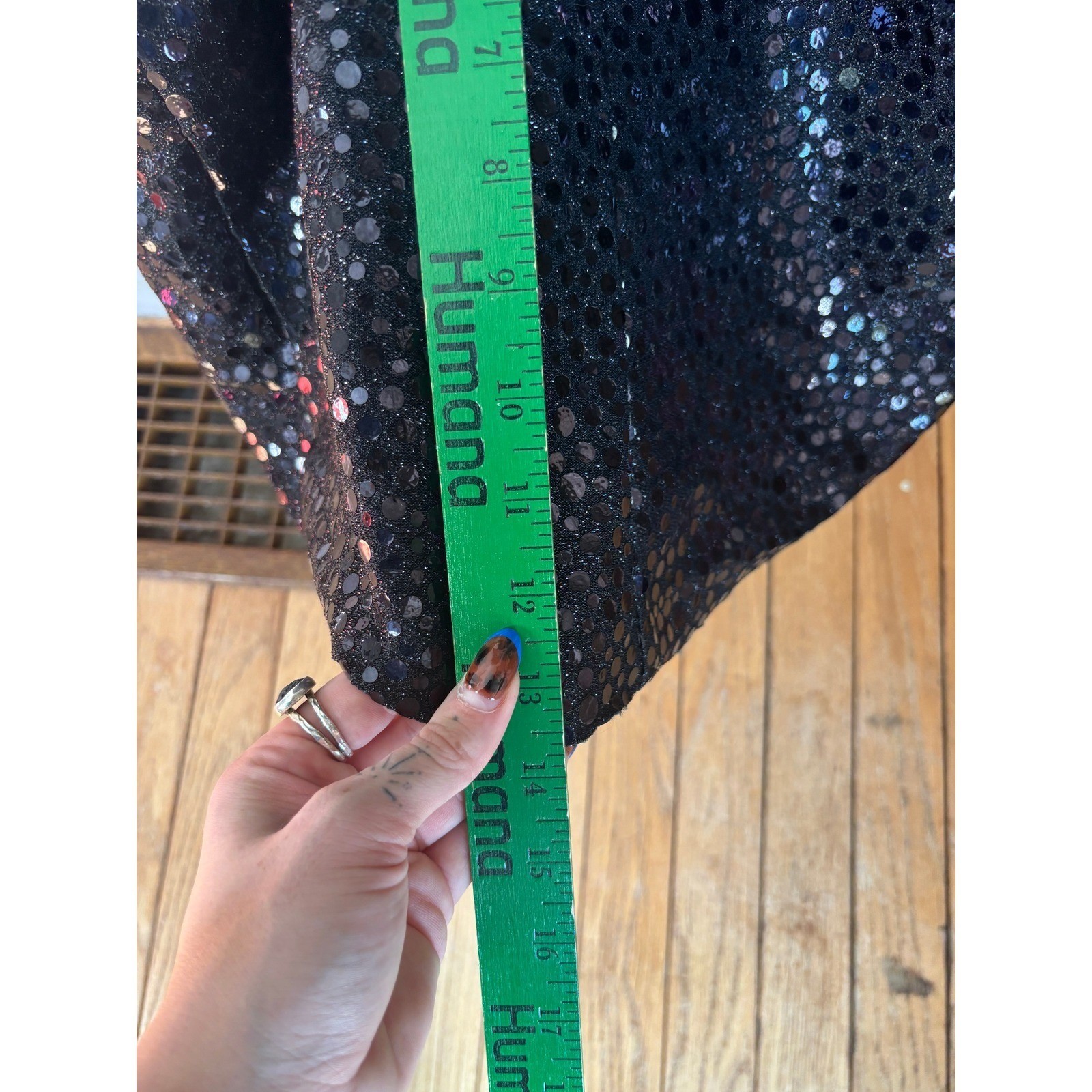 Vintage Michele Vincent Black Sequin Maxi Dress 90s Prom Gown Size 13/14