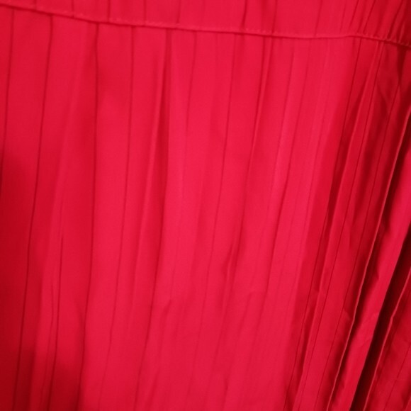 Vintage 1980’s Dress John Roberts Red Dress Med Pleated Pin Stripe Belt