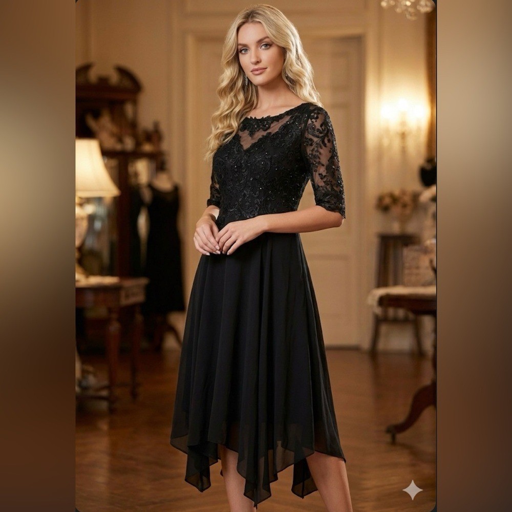 NWT Miss Veil Elegant Black Lace Dress size 16