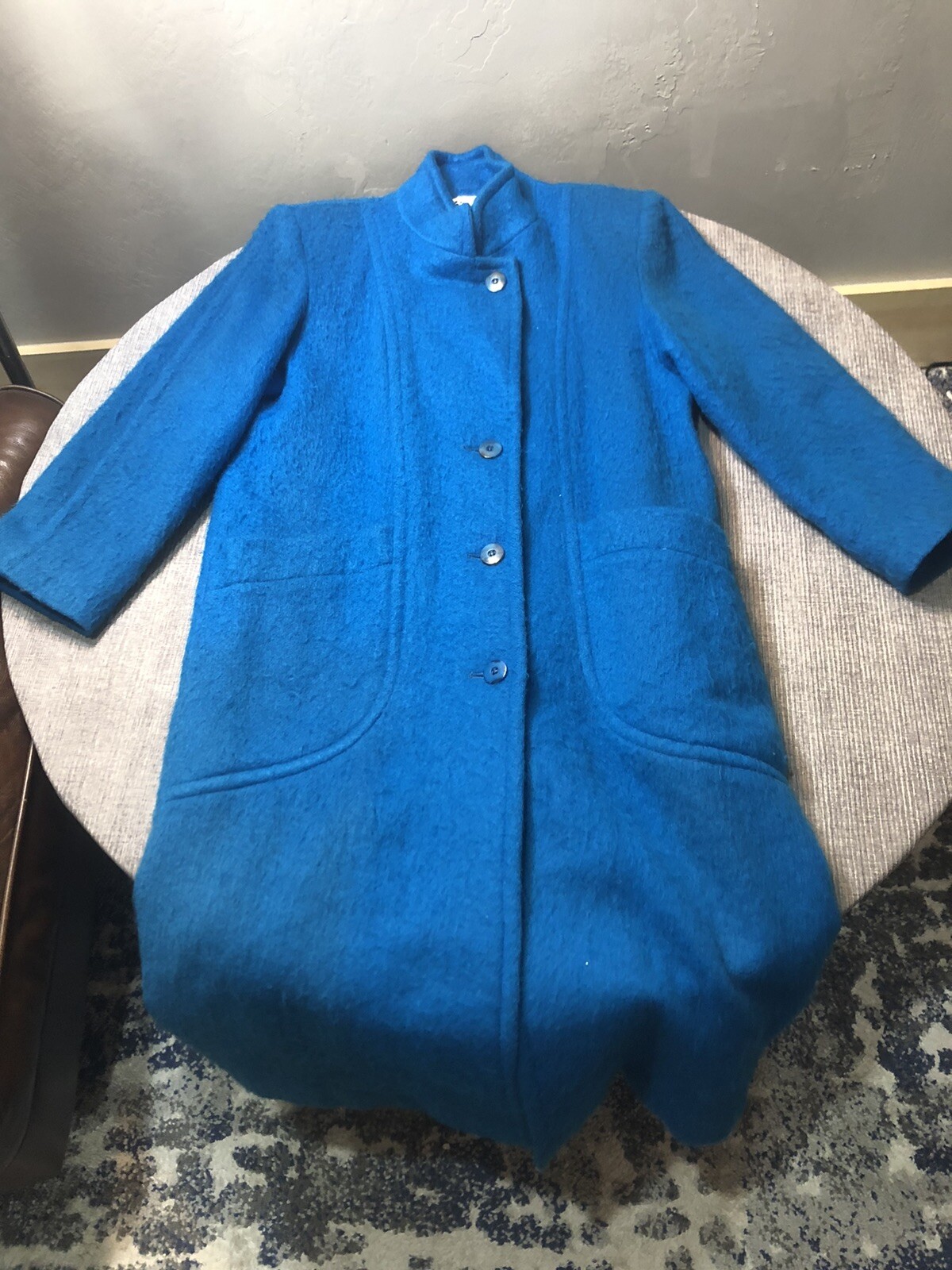 Riel Coat Co. Mohair and Wool Coat Made in the USA Teal Color Women’s XL
