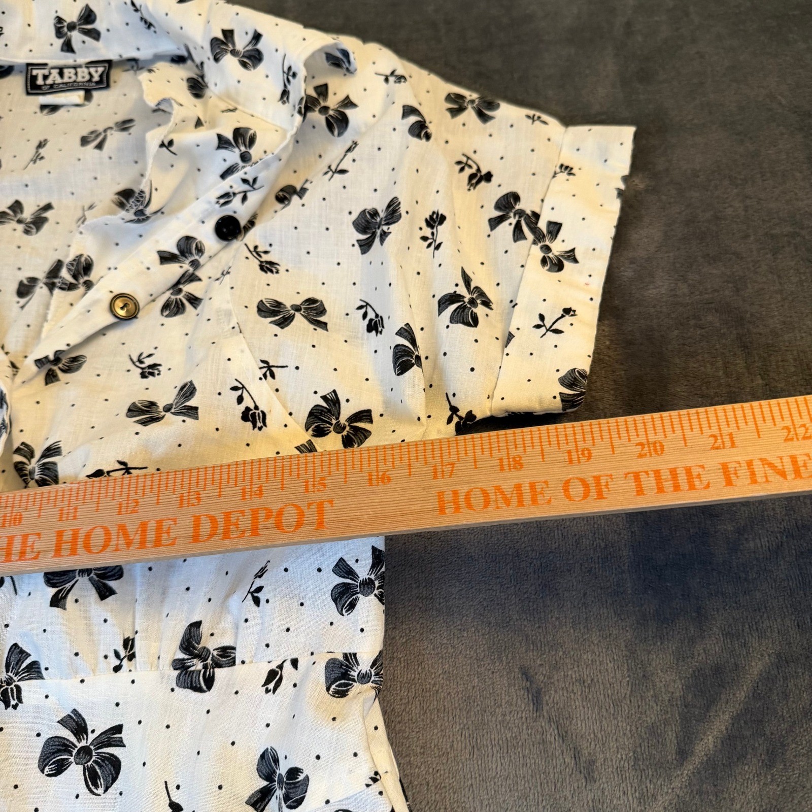 Tabby of California Vintage Shirt Dress Womens Size 10 White Bow Print Retro