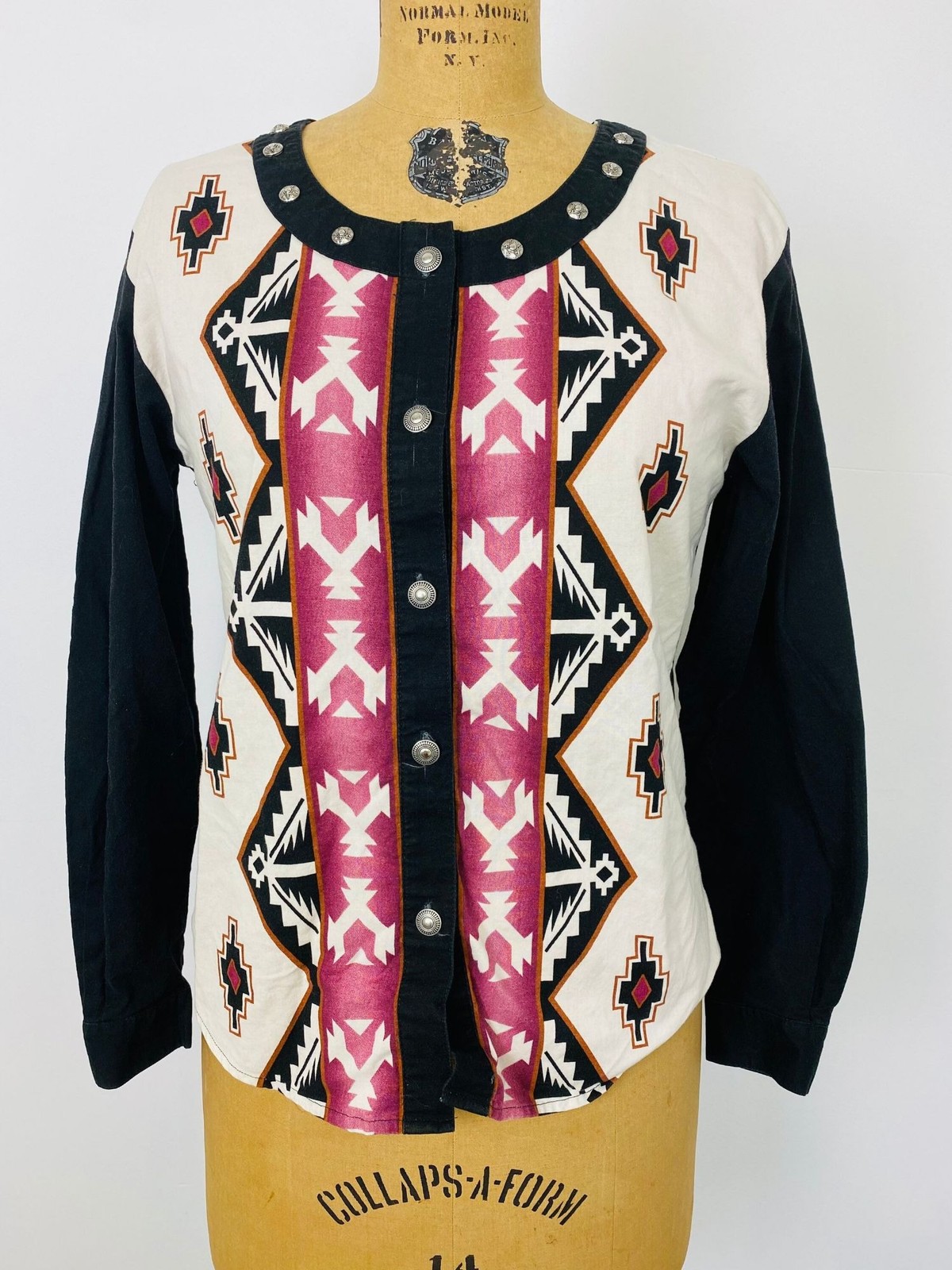 Vintage Roper Western Wear Woman’s M Rodeo Shirt Button Down Shirt Aztec Print