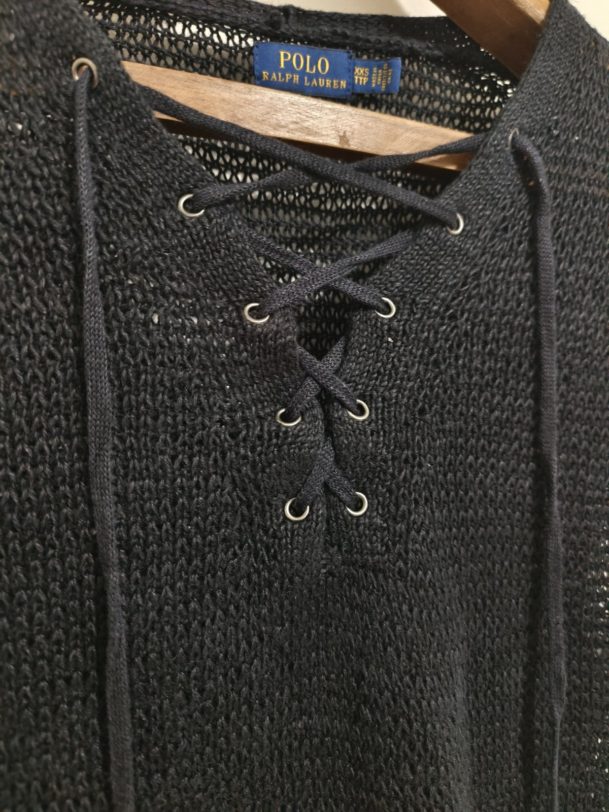 Polo Ralph Lauren Cotton blend lace-up open-knit sweater