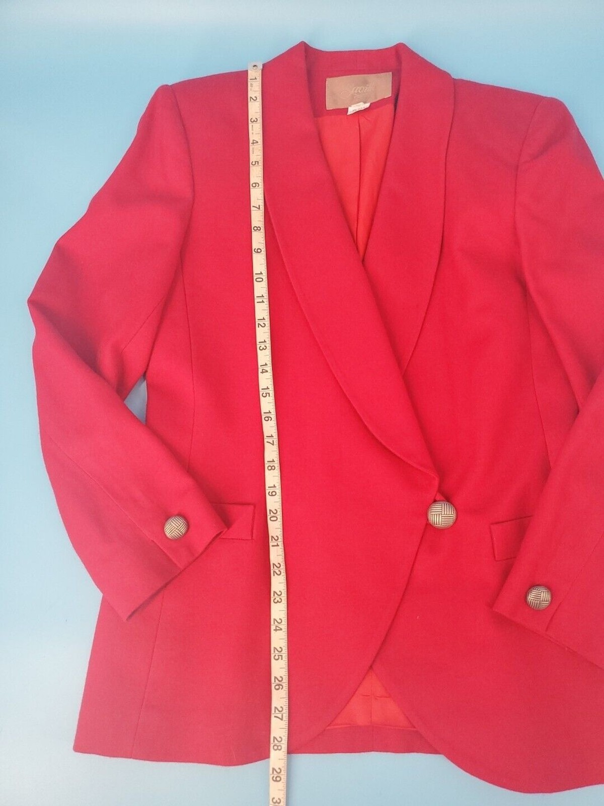 Saville Woolmark Jacket Blazer Red Sz 8 Vintage Lined Single Button Shoulder Pad