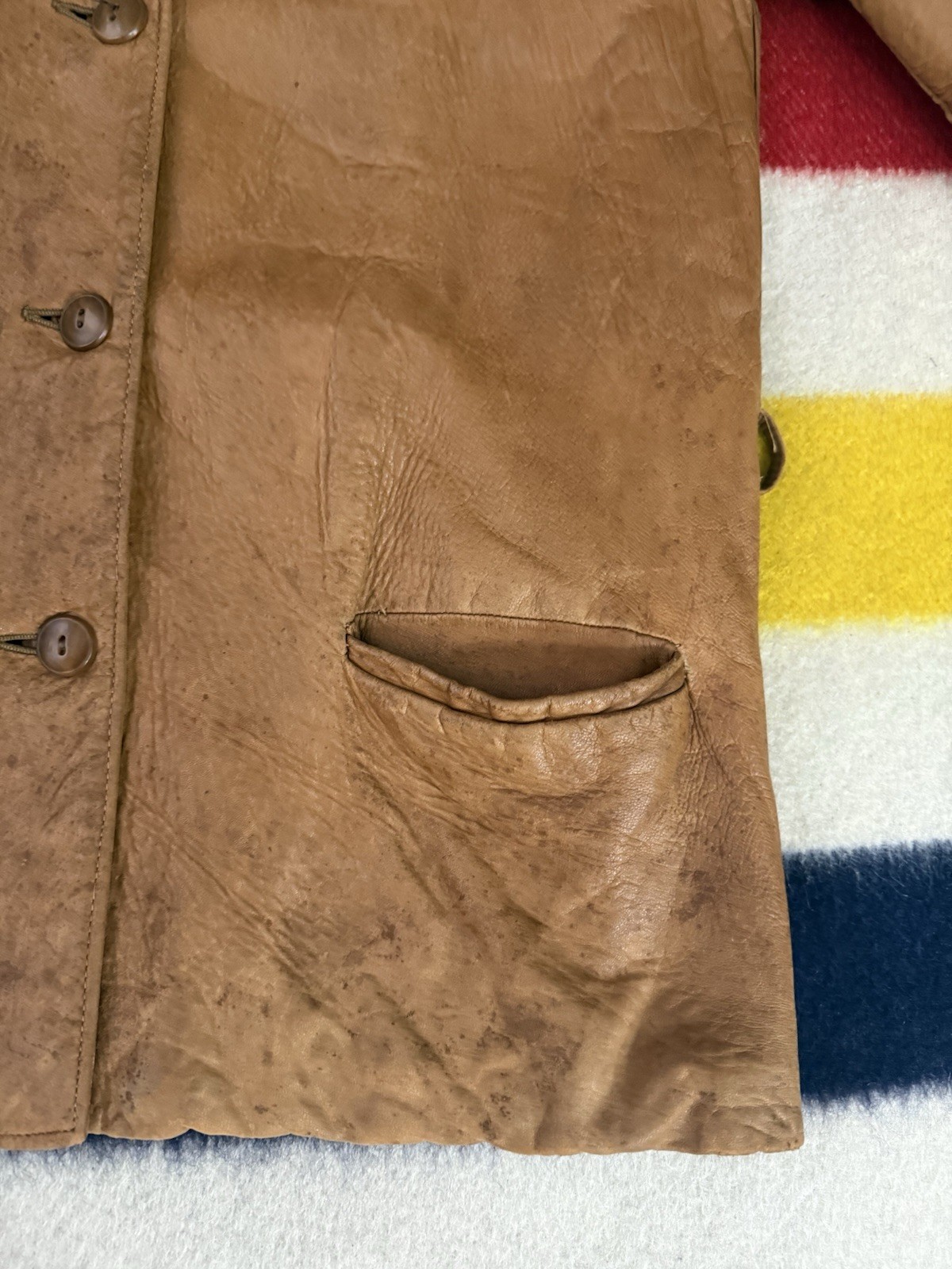 Vintage 30s 1930s Leather Jacket Women’s Patina Distressed Homemade? Unbranded