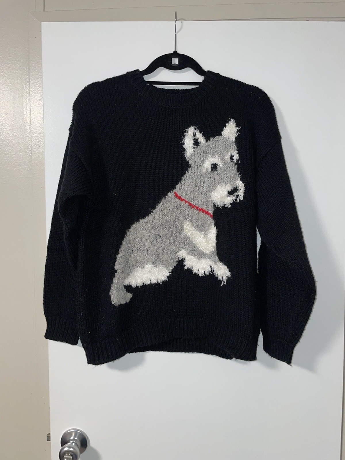 Vtg JJ. Fargo Scotty terrier dog sweater Black Size Medium Wool Blend