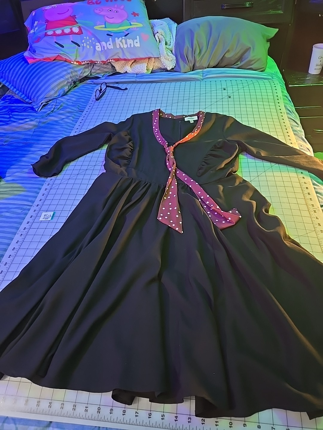 Timeless Dress Vintage Black And Maroon With Dots