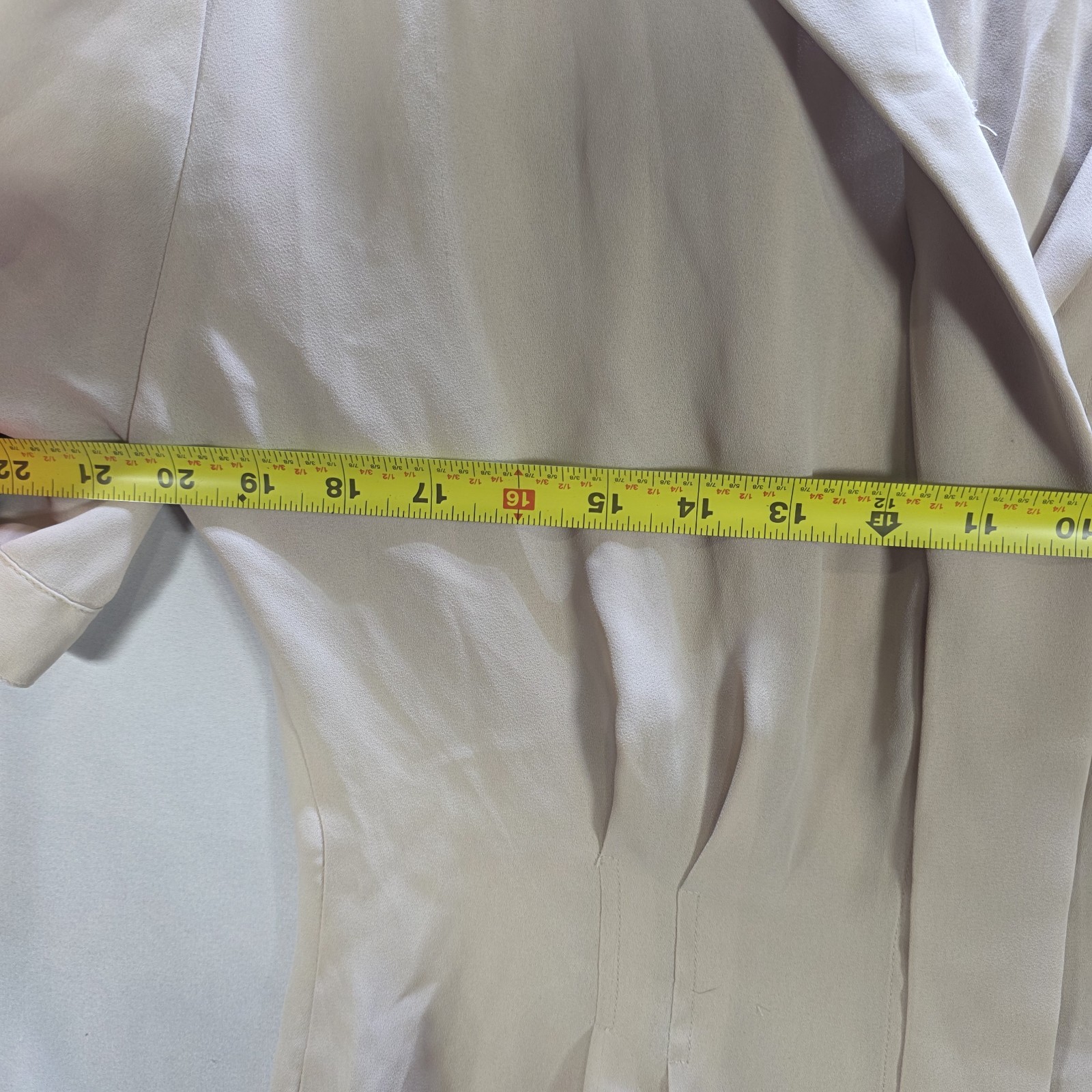 Vtg 80s Kathy Comelli Womens 12 Bluse Sheer Chiffon Creme Button Up Pleated