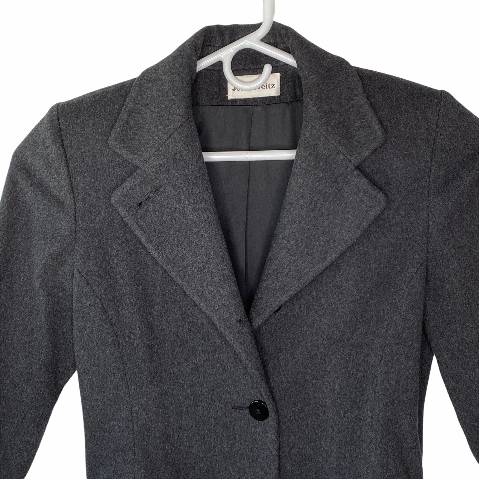 John Weitz Coat Vintage USA New Lined Womens 100% Gray Button Long Wool