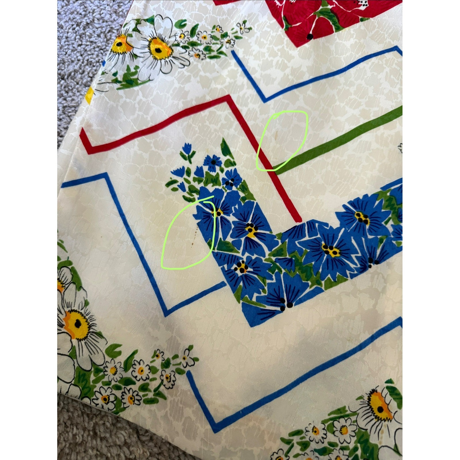 Vintage 3pc Silk Skirt Sweater Scarf Set Floral Whimsical 80s Grandmacore