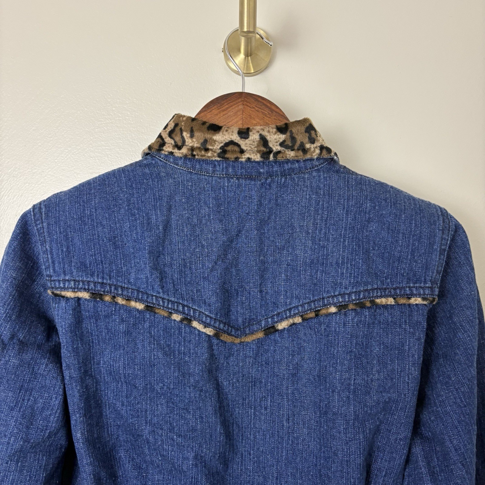 Vintage 80s Womens 4P Denim Dress Retro Western Leopard Cowgirl Festival Concert
