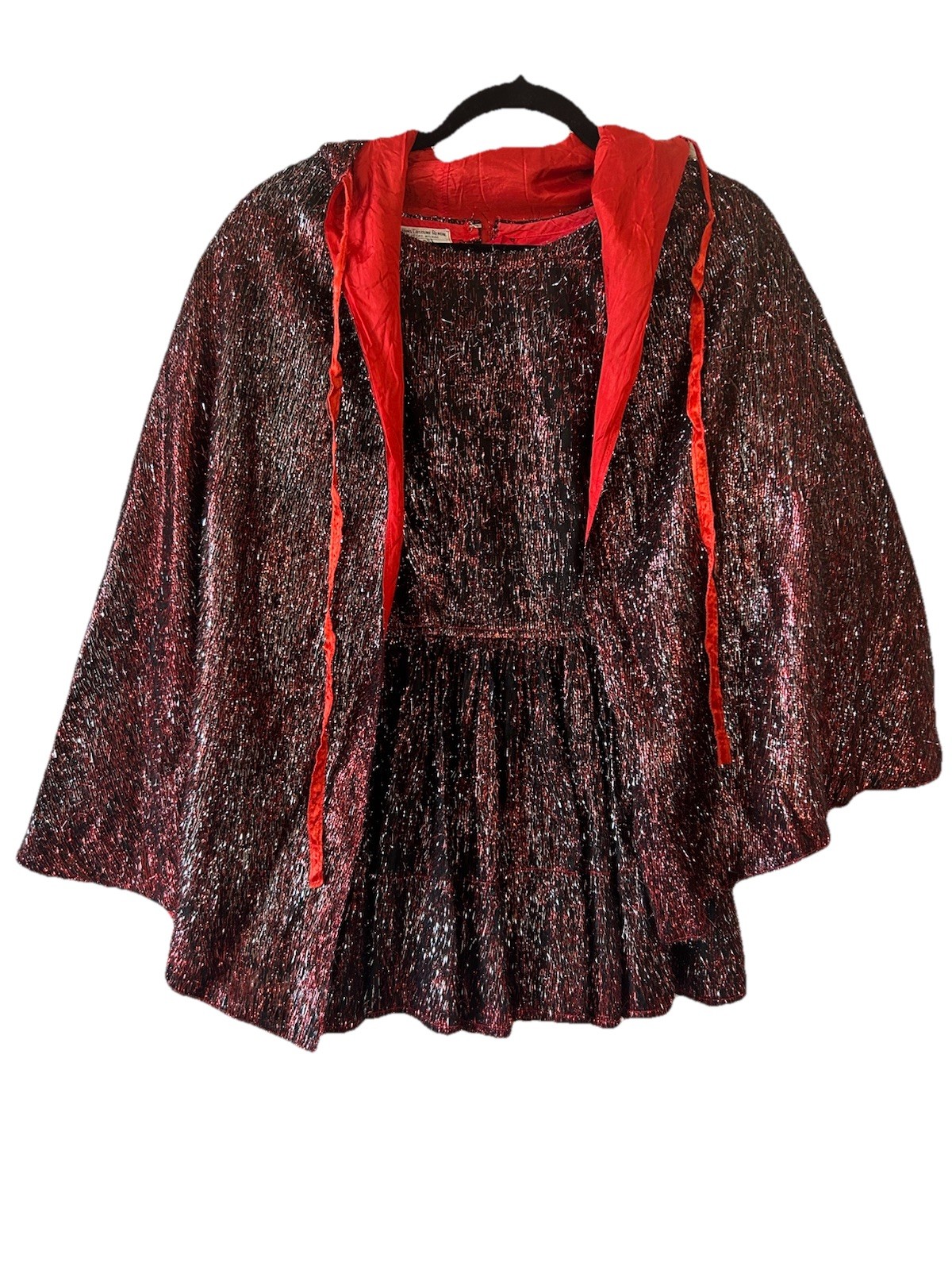 Vintage Williams Costume Metallic Mini Dress Cape Set XS/S Showgirl Burlesque
