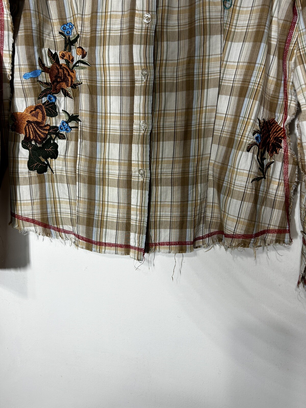 Vintage Oliver Western Southwest Embroidered 100% Cotton Raw Hem Shirt Size L