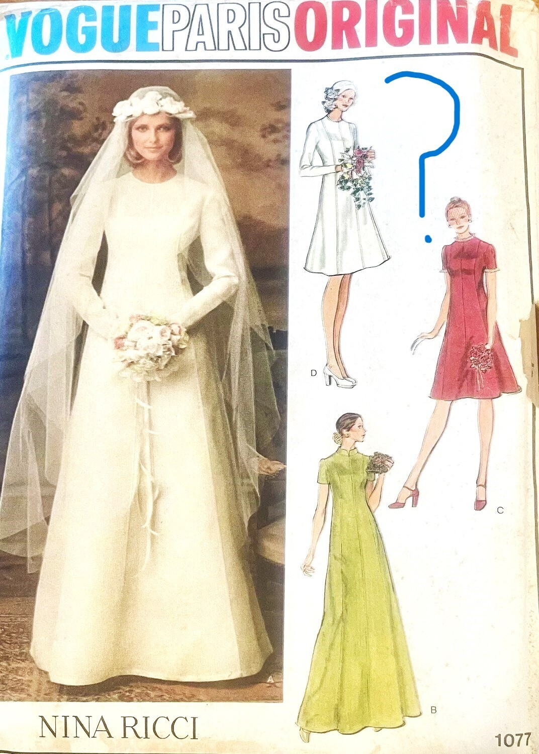 Vintage Vogue Paris Handmade Ivory Wedding Gown High Neck Empire Waist Mod