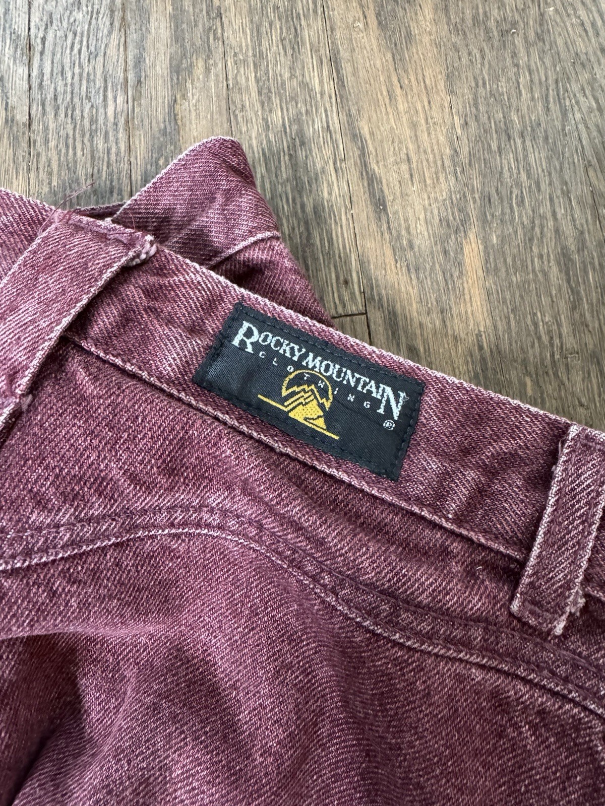 Vintage Rocky Mountain Western High Rise Burgundy Jeans Size 28/7 Made In USA