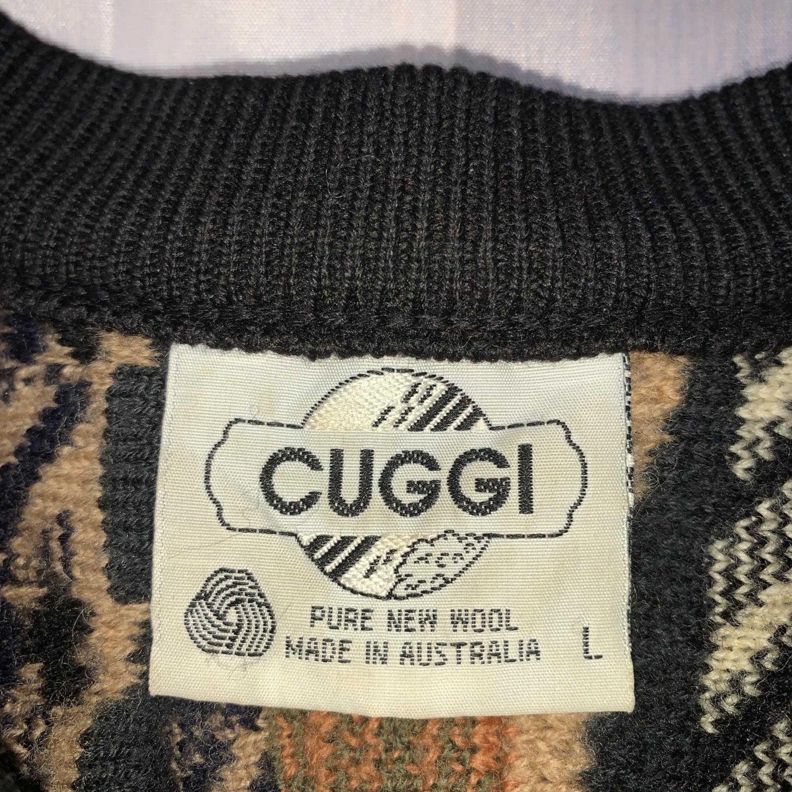 Vintage Coogi Cuggi Australia Sweater Knit 3D Authentic Cardigan Large Pure Wool