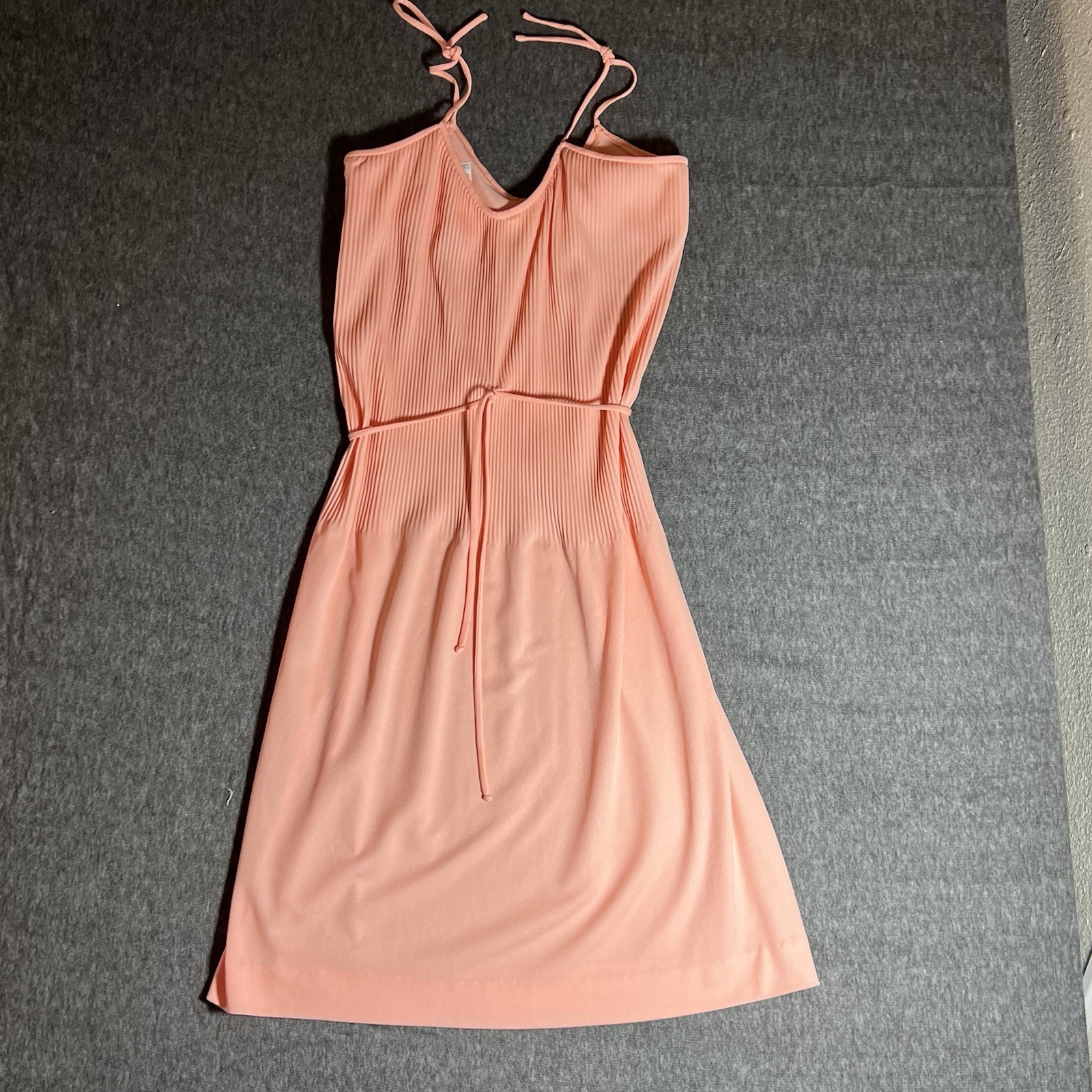 Vintage HERMAN MARCUS Dallas Peach Pleated Dress See Size Notes