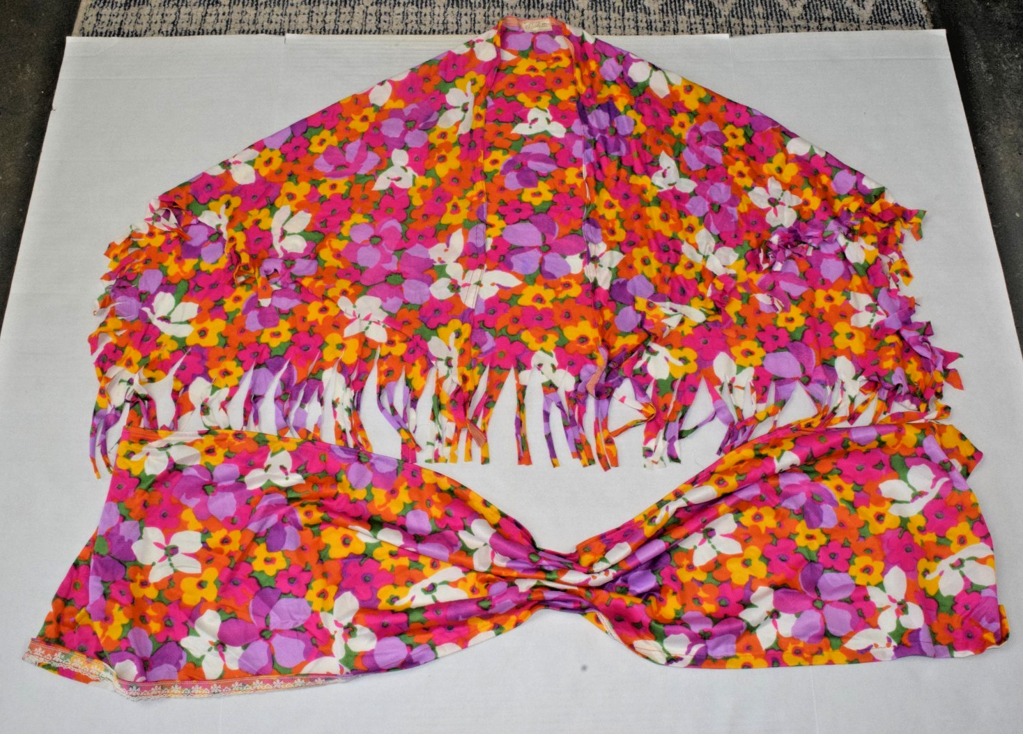 Vintage Shoulder Shawl And Bandeau Wrap Set Paulette 50s Tropical Swimwear
