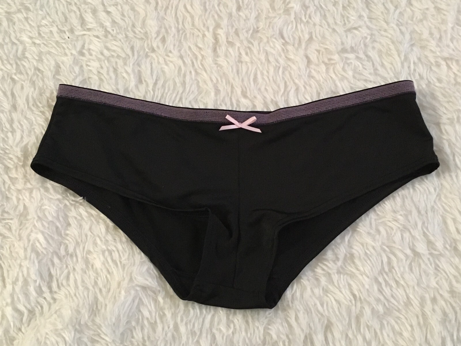 XS Vtg VICTORIA’S SECRET Sexy Little Thing RHINESTONE Panty Black Pink Glitter