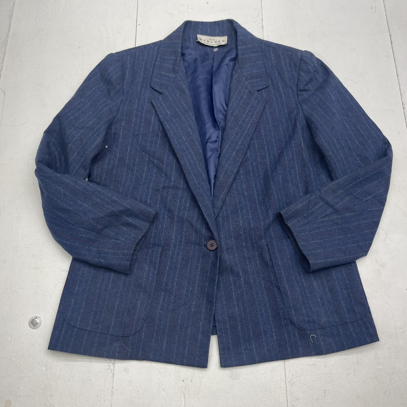 Vintage The Wyndham Collection Navy Blue Pinstriped Blazer Women’s Size XS/S