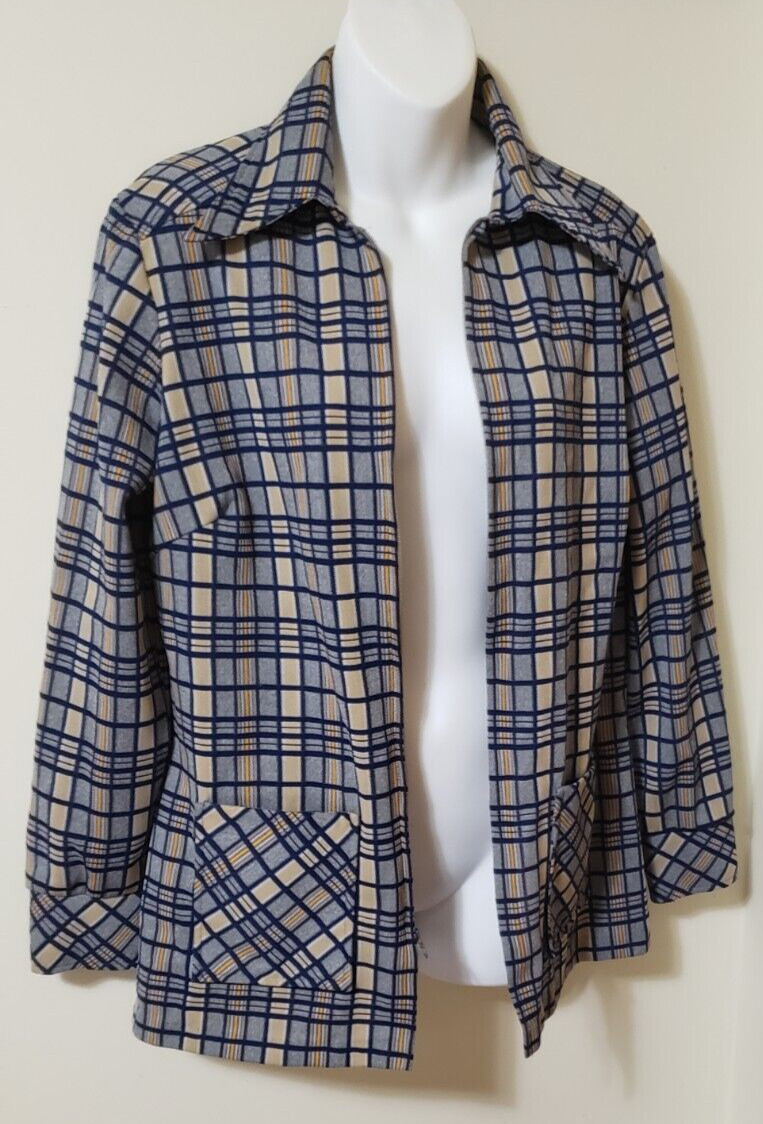 Vintage Terry Of Chicago Womens Zip Front Shirt ,tunic, Blouse Size S/M