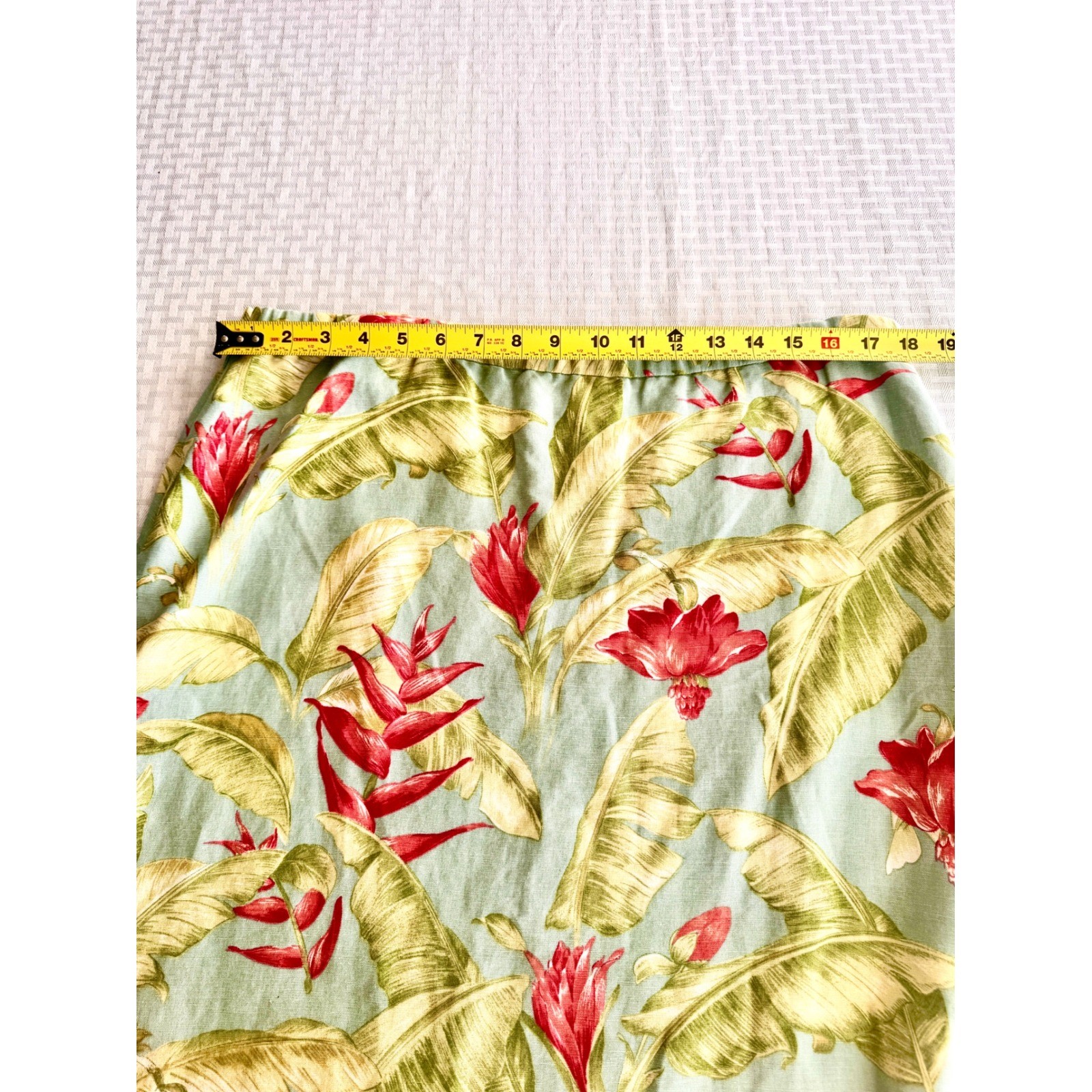 Rafael PT Collection Tropical Floral Linen Skirt Set Green Red Size 12 Vintage