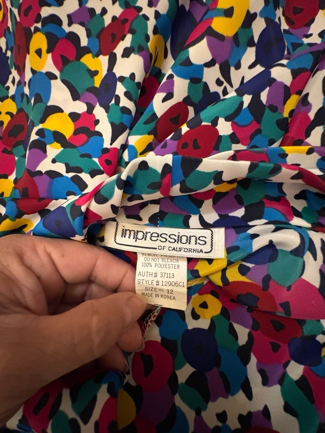 Vintage 80s 90s Impressions of California Abstract Floral Print Blouse Size 12