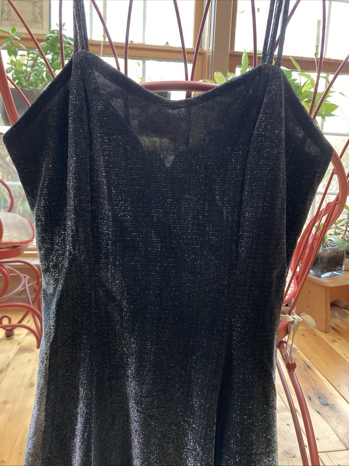 Vtg Jay Jacobs Mini Formal Dress XS-S Black Spaghetti Strap Stretch V-Neck Read!