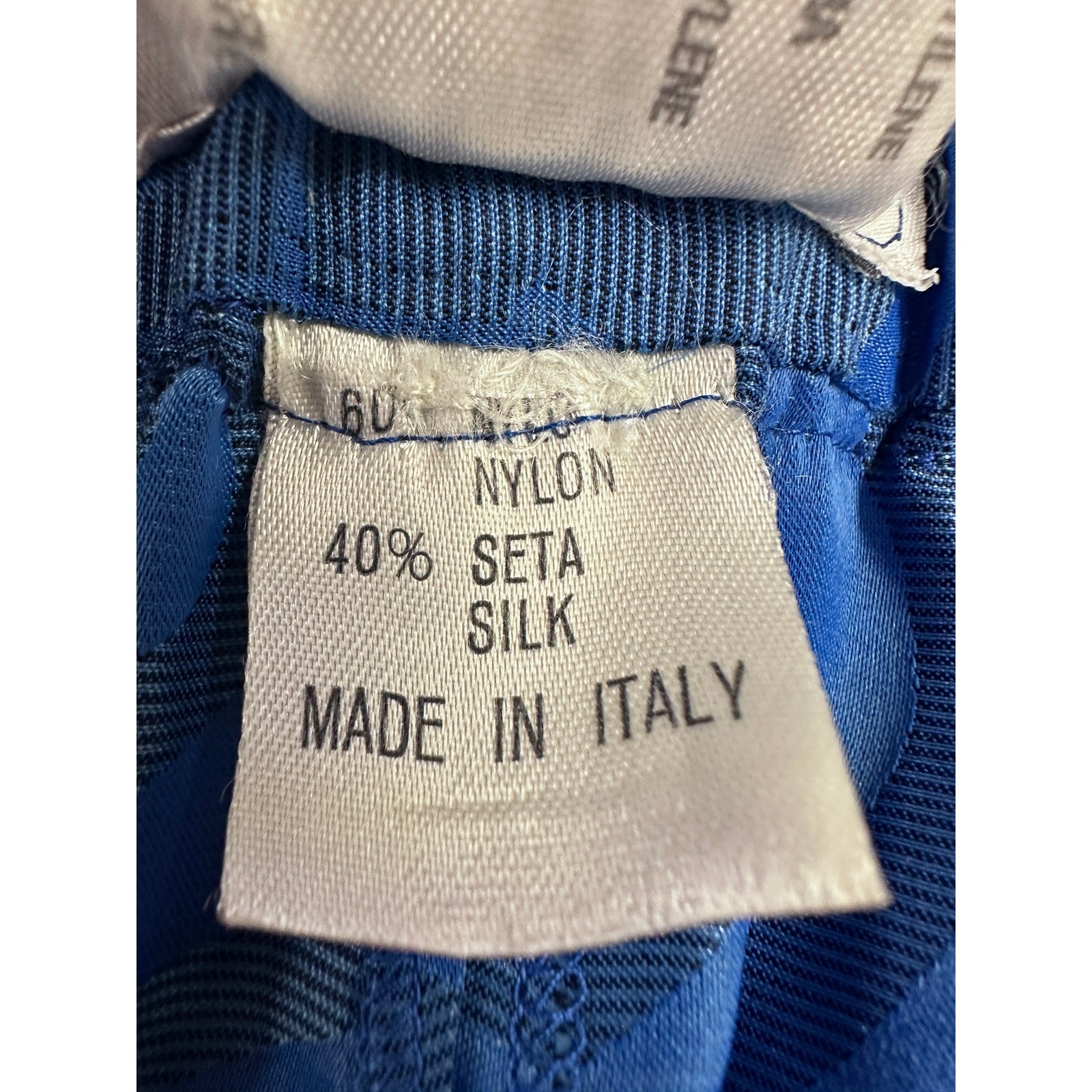 VTG Giusi Slaviero Italy Sapphire Blue Damask Silk Pant Suit Sz M Designer