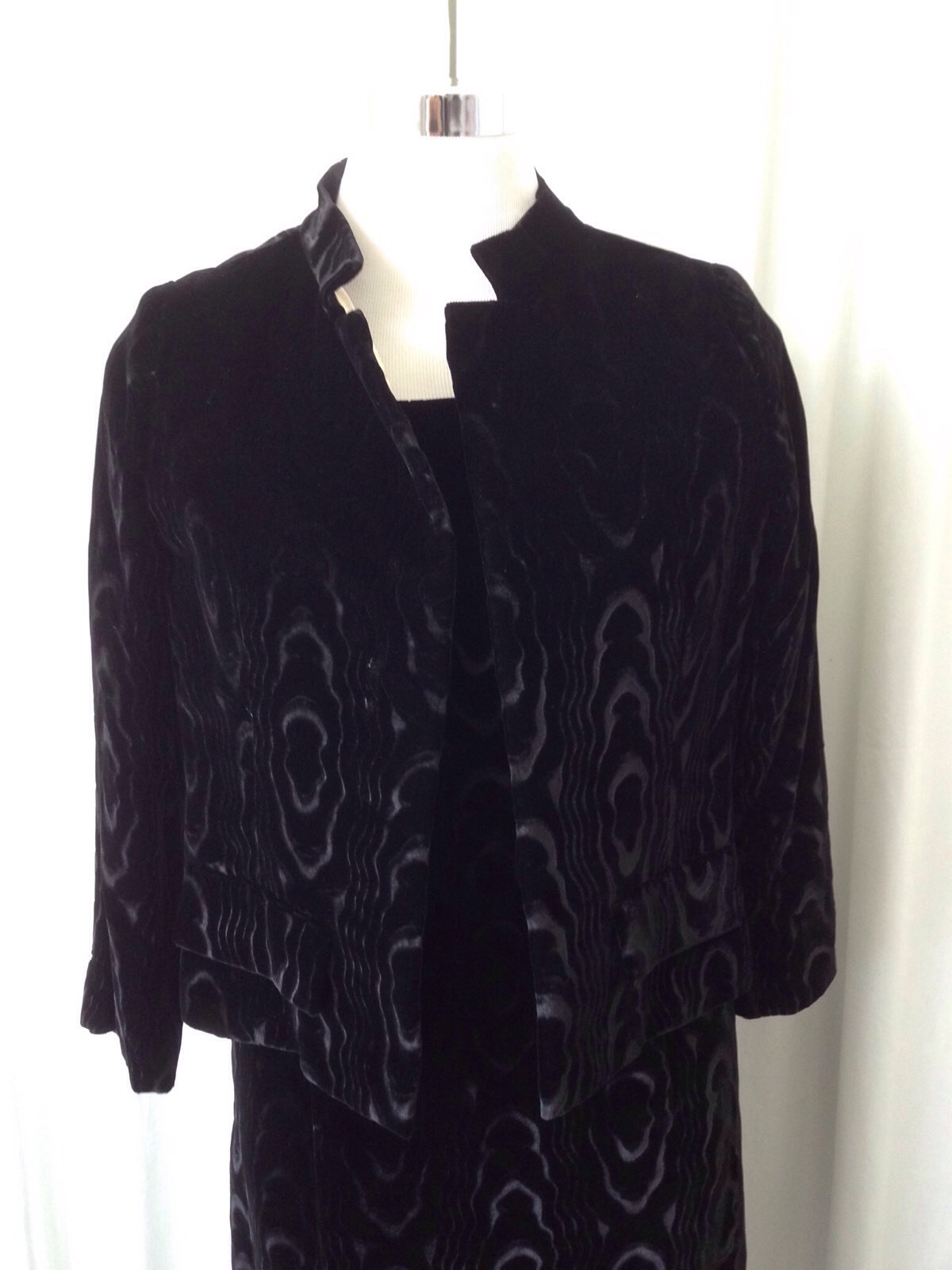 Vintage 60’s Sarah Fredericks Black Velour Moire Dress Suit