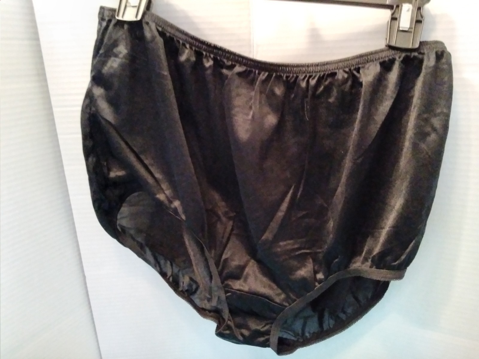 Panties 100% Nylon Silky Sissy Grannie Size 11 Black Full Brief
